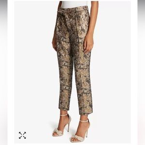 NWT TAHARI Arther S Levine Metallic Jacquard Ankle Pants Size 2